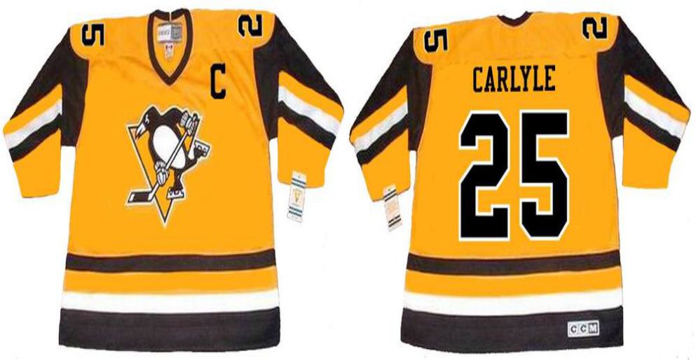 2019 Men Pittsburgh Penguins 25 Carlyle Yellow CCM NHL jerseys